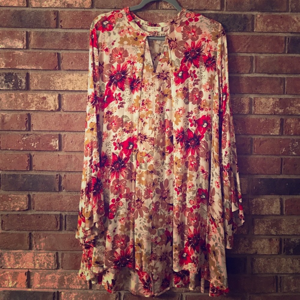 Umgee floral trapeze swing dress