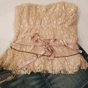 Strapless Lacey Champagne Top