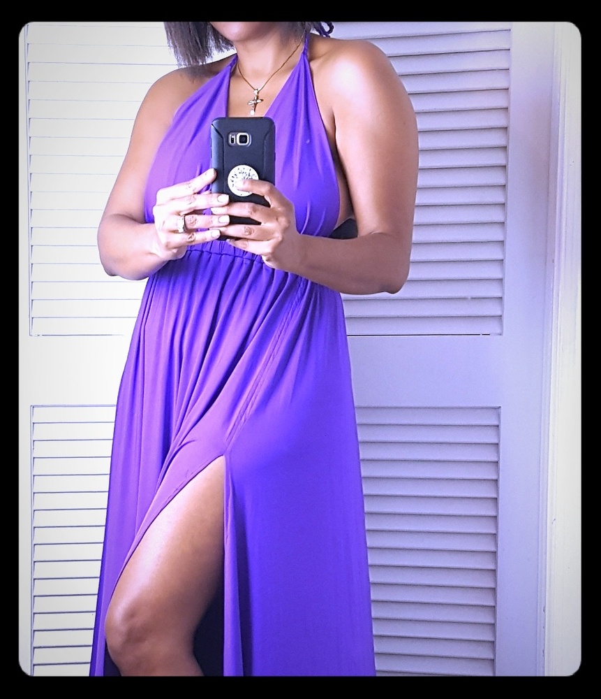 NW/OT SHOWSTOPPING PURPLE MAXI BACKLESS DRESS