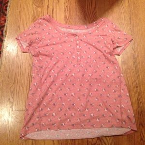 Buttoned up pink floral long shirt