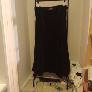 Long black velvet skirt