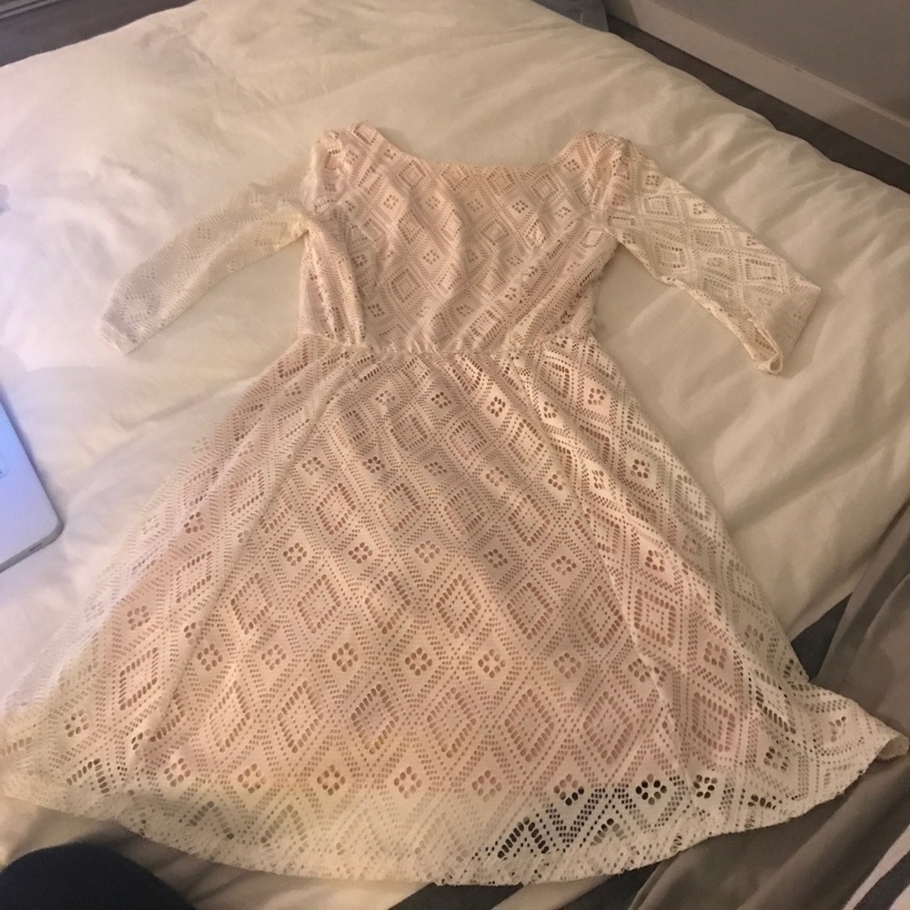 White with pink undertone dress