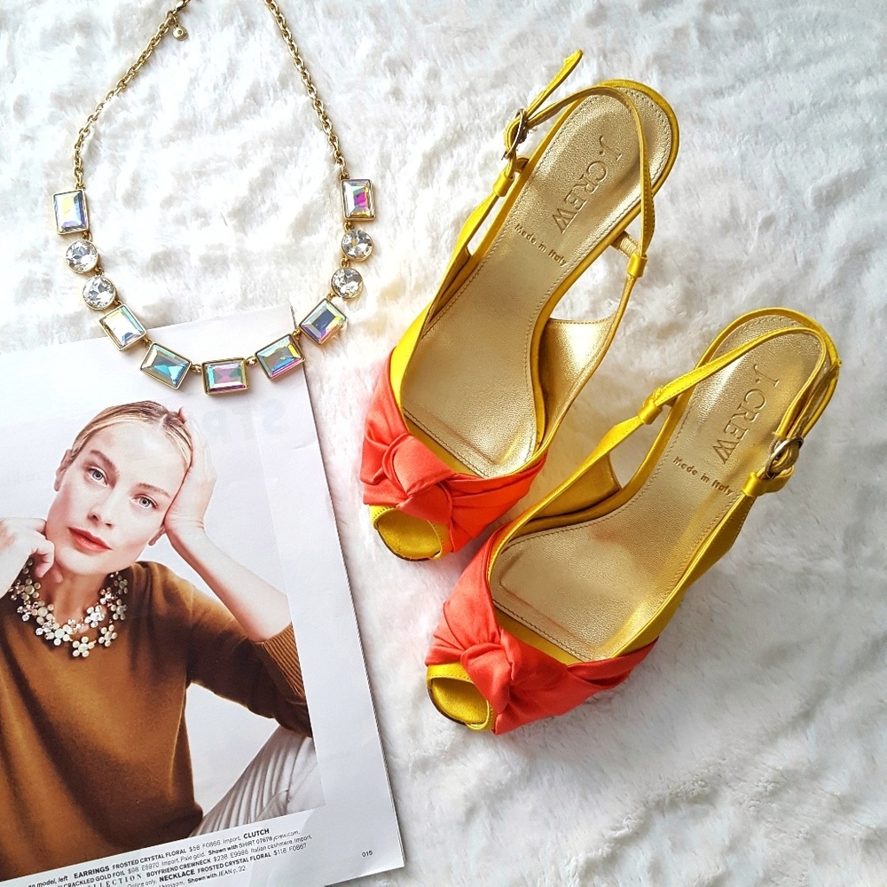 J.Crew Martine two-toned Satin Peep Toes