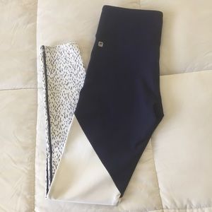 Fabletics navy blue and white full length leggings
