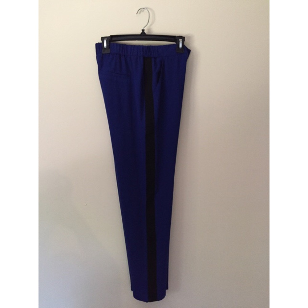 Blue Ankle Pants with Solo Black Stripe