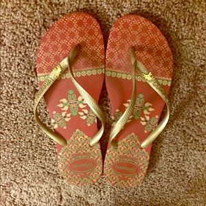 Red and Gold Slim Havaianas (37)