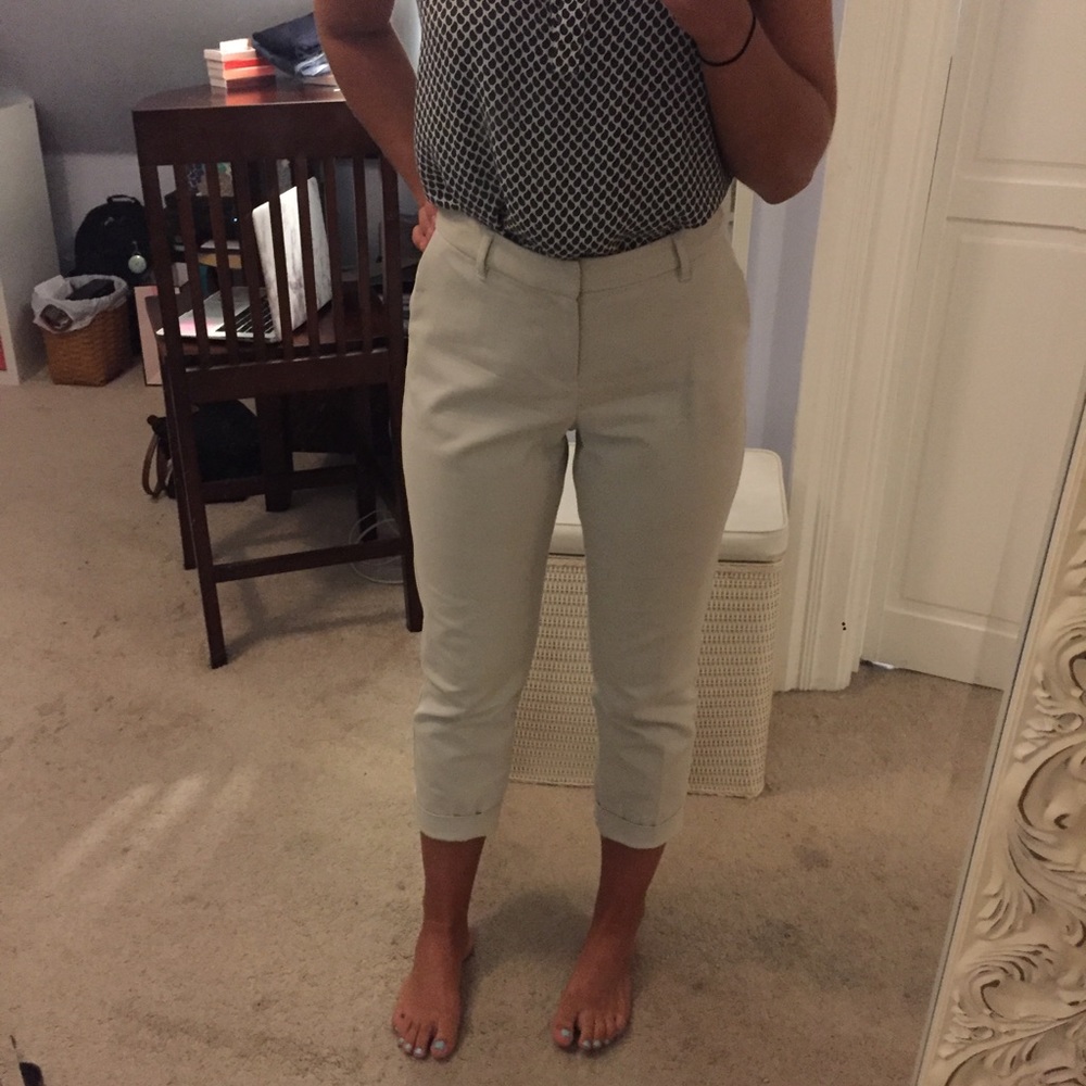 Khaki Capri Business Pants