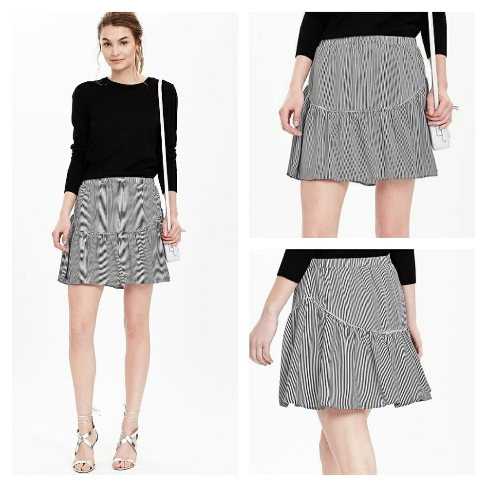 Banana Republic Stripe Embroidered Skirt