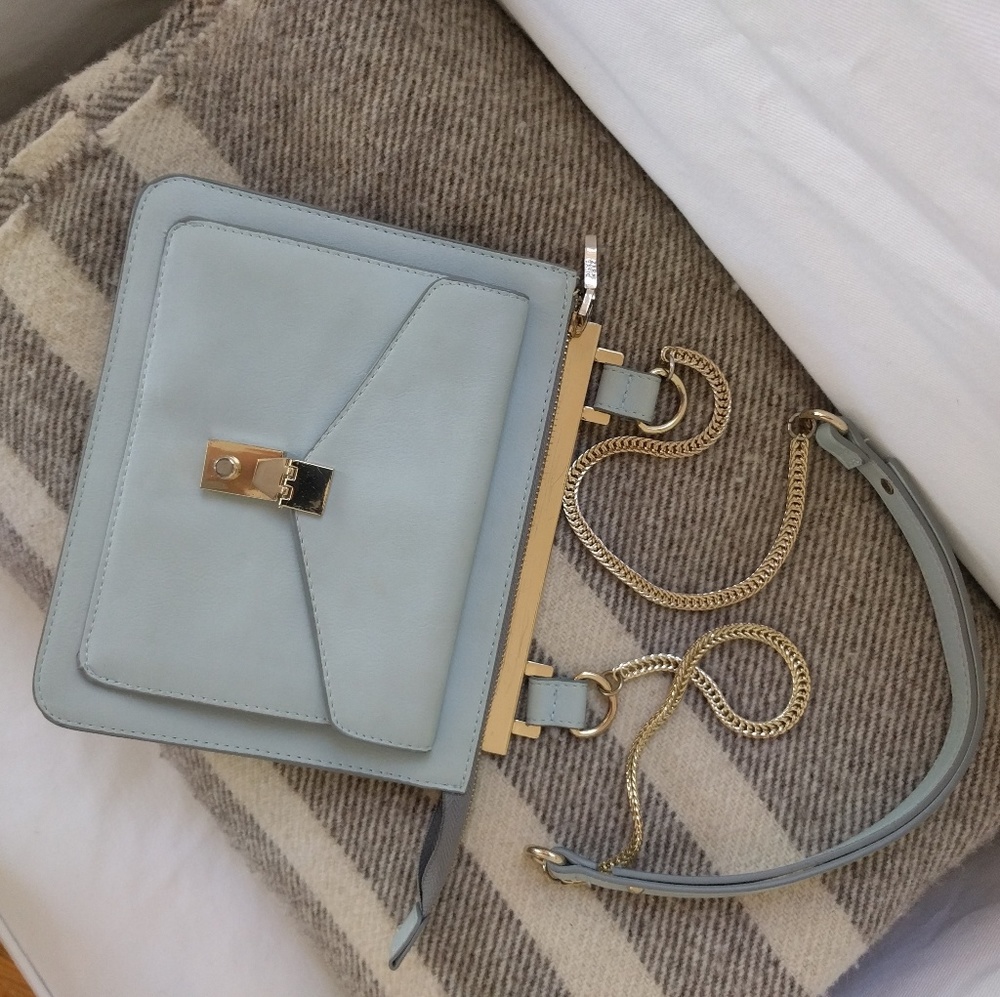 ZARA Baby Blue Crossbody Bag w/ Combination Chain