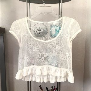 White lace crochet crop top