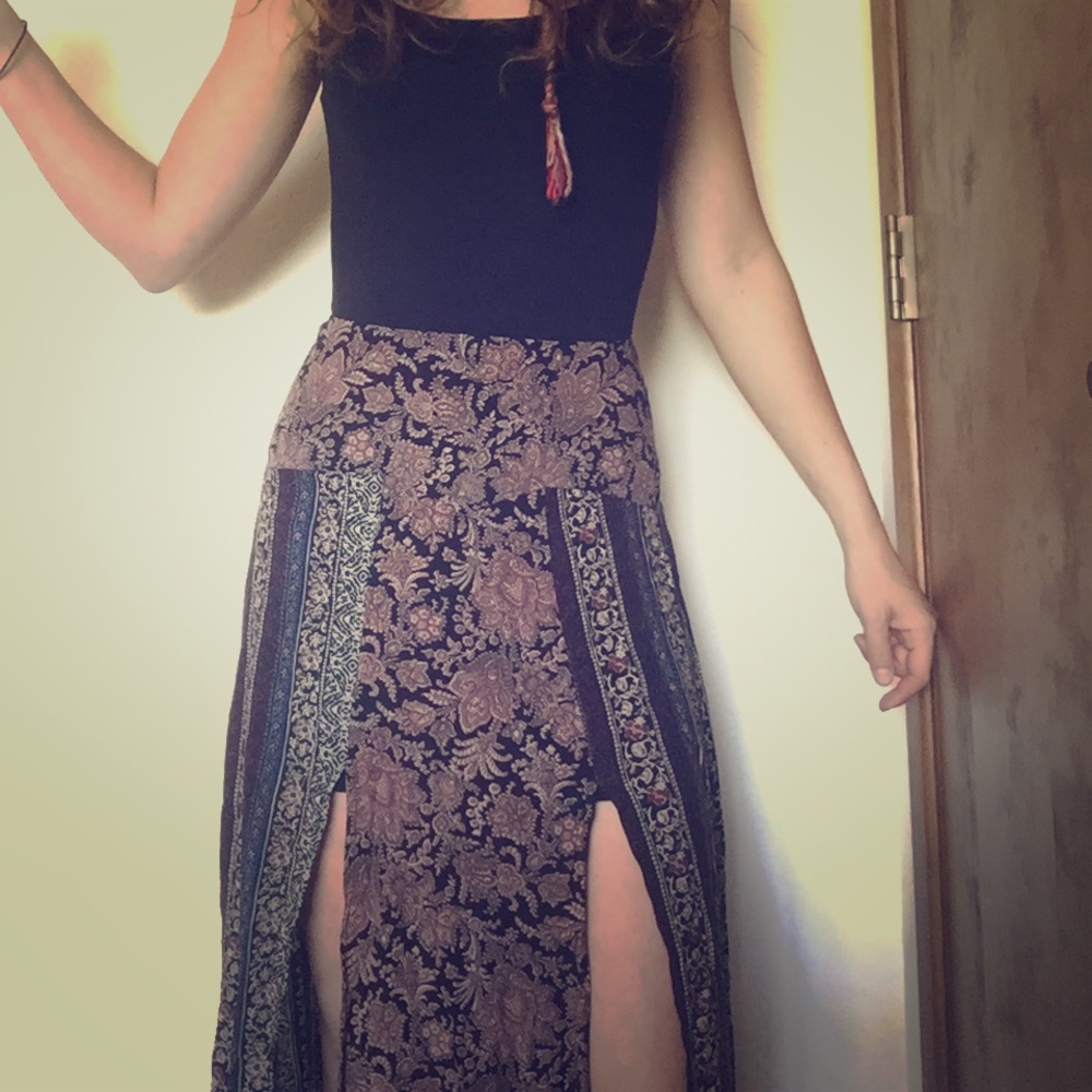 LF High Waisted Maxi Skirt With Slits