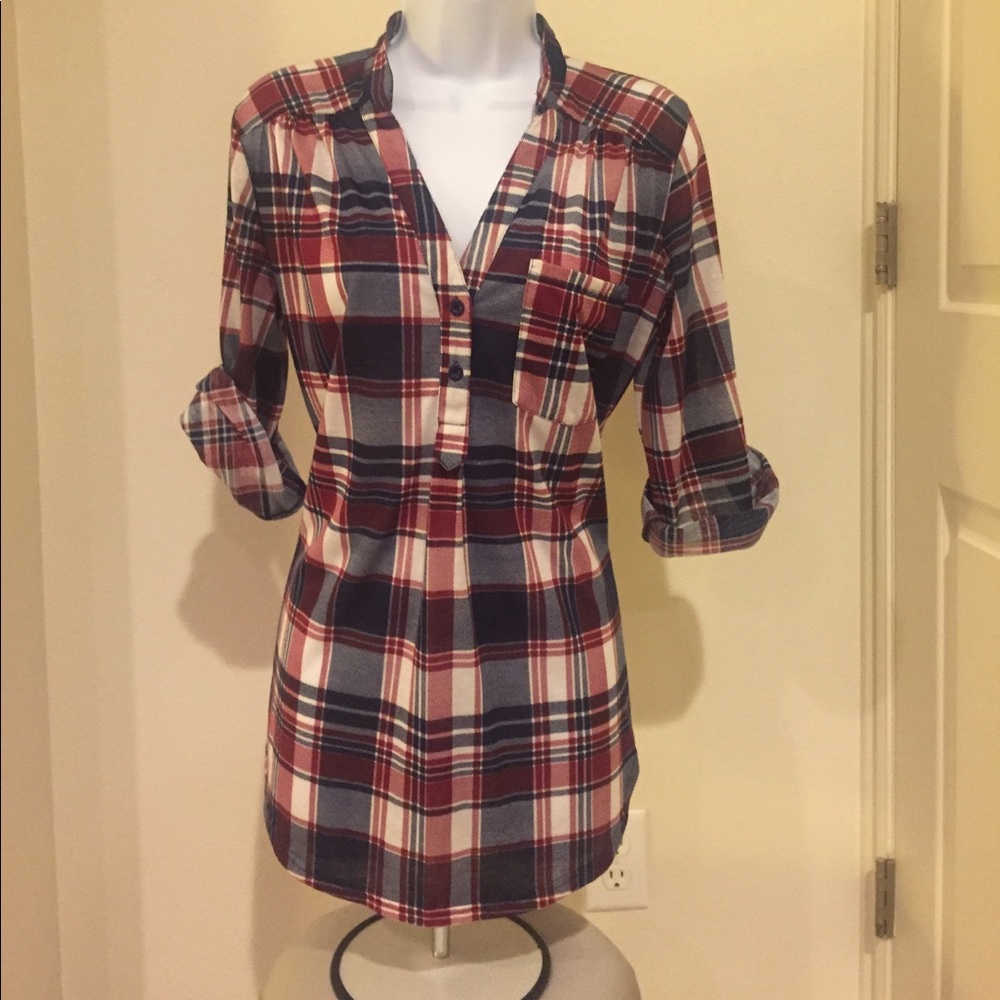 Women's flannel 3/4 sleeve tunic, size M/L