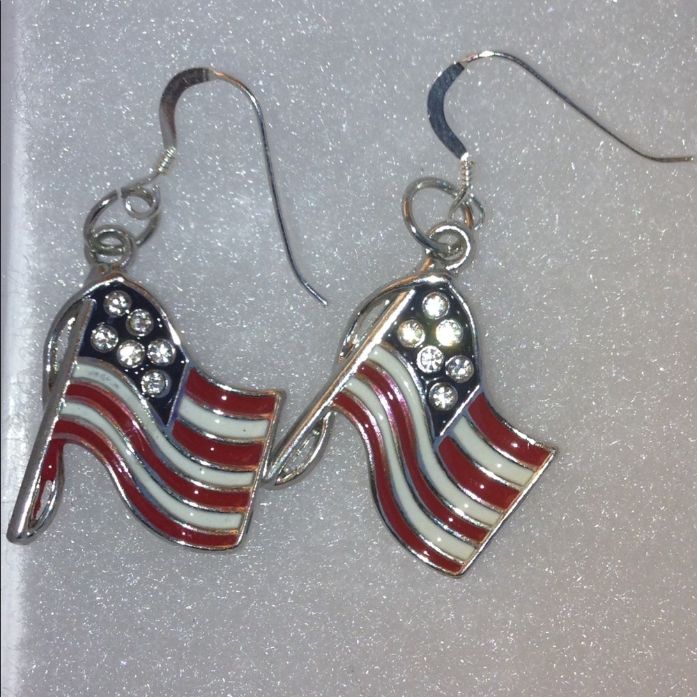 Sterling Silver Filled Flag Earrings