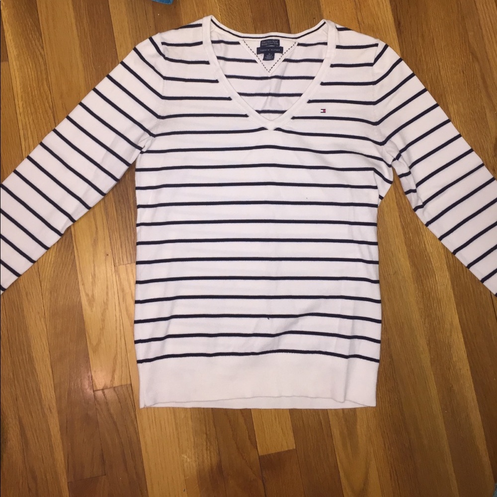 Black and white striped Tommy Hilfiger sweater