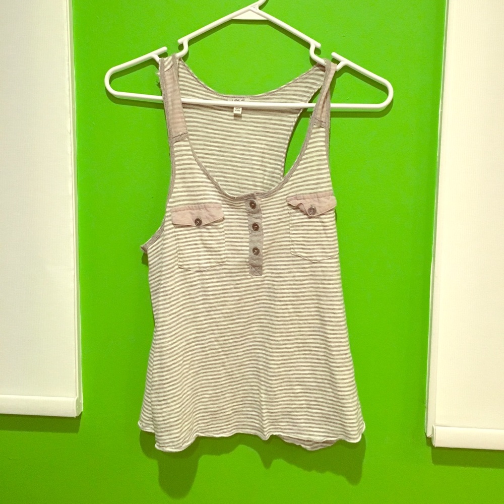 Gray striped basic crop with pocket