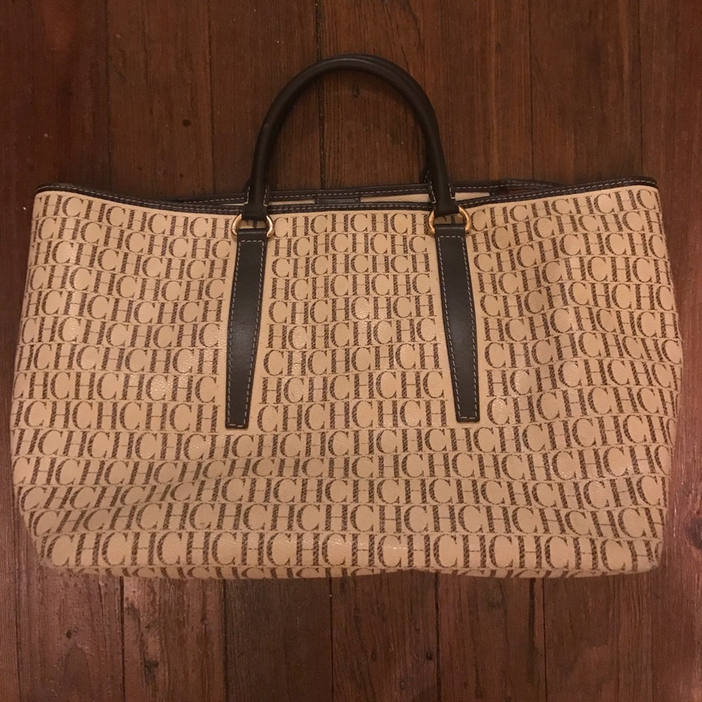 Carolina Herrera monogram leather tote