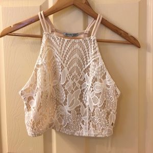 NWT Nude Lace Crop