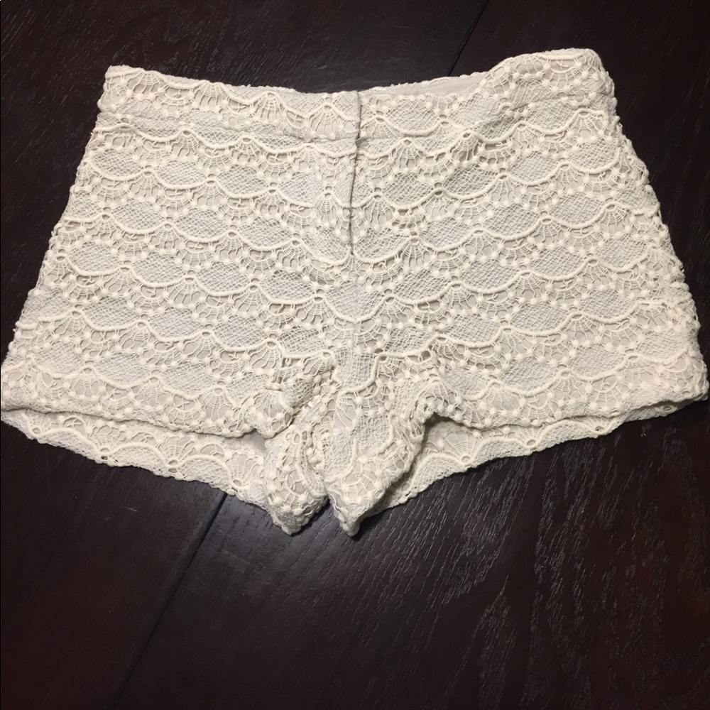 Cream crochet shorts from Express