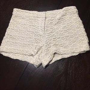 Cream crochet shorts from Express