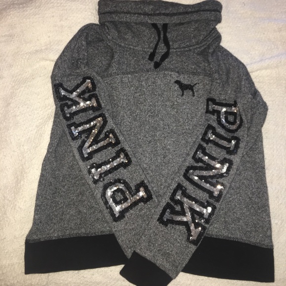 Amazing condition PINK turtle neck grey hoodie - Picture 3 of 4