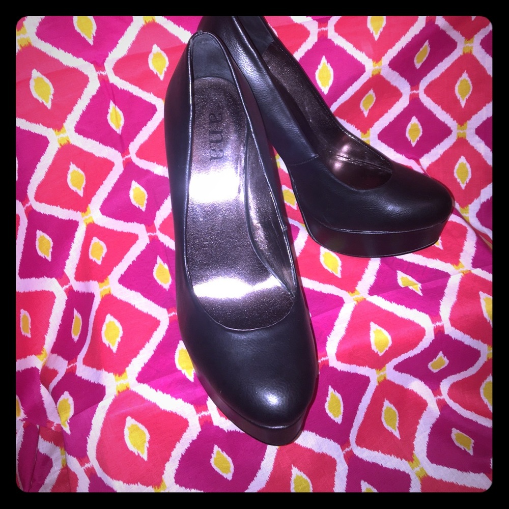 Black leather heels