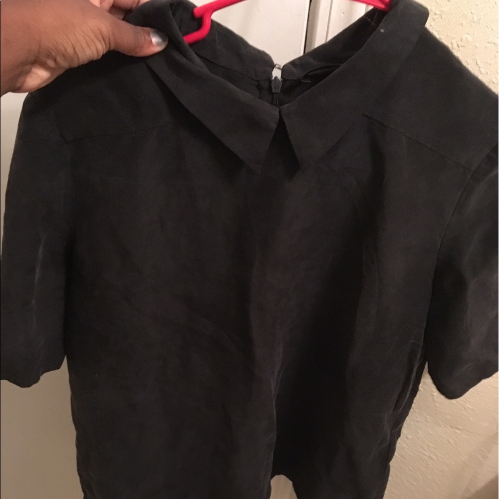 Suede blue collar shirt
