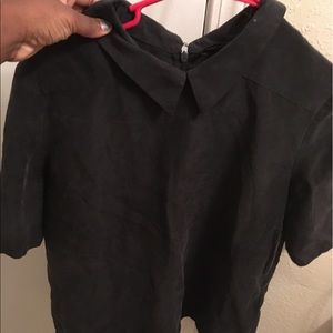 Suede blue collar shirt