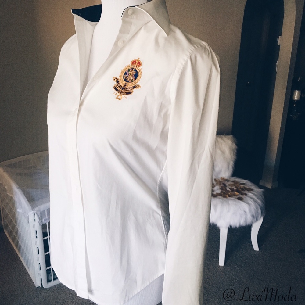 *SOLD*Ralph Lauren White Shirt Emblem Logo