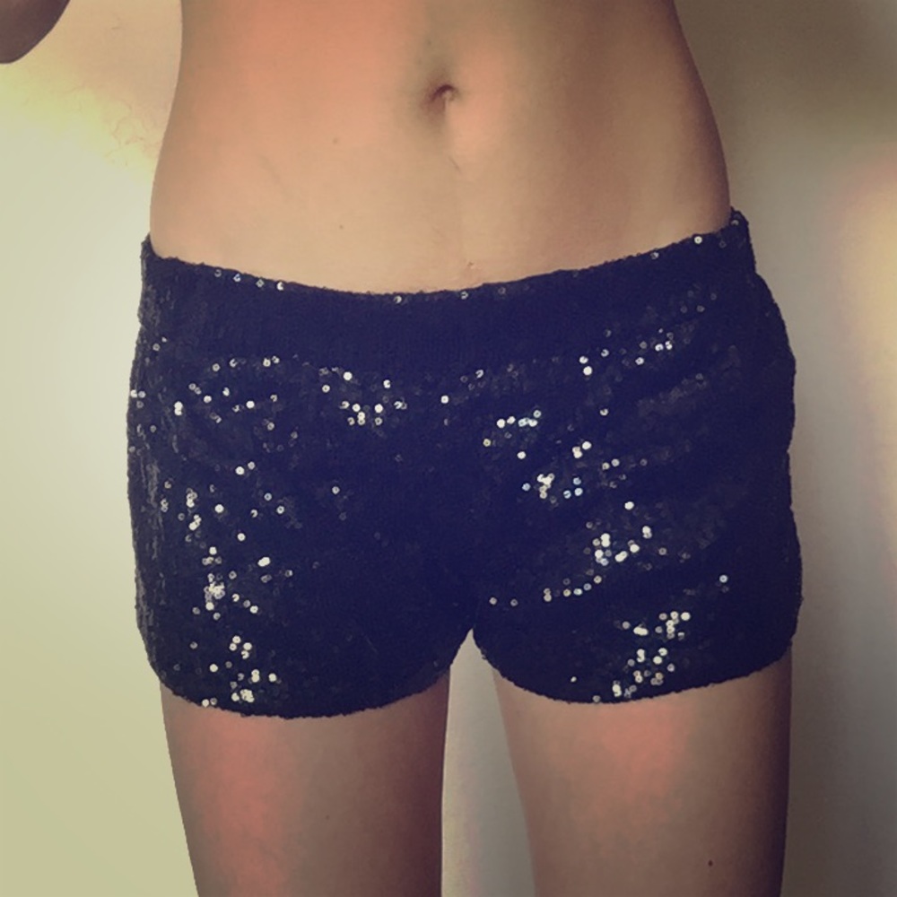Black Sequin Shorts