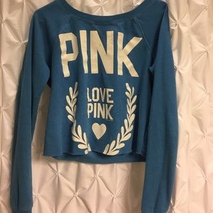 PINK- cozy blue cut off sweater
