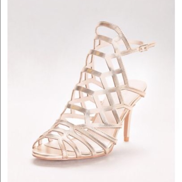 gold caged heels