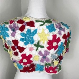 Free People Vintage Flower Knit Over Shoulder Top