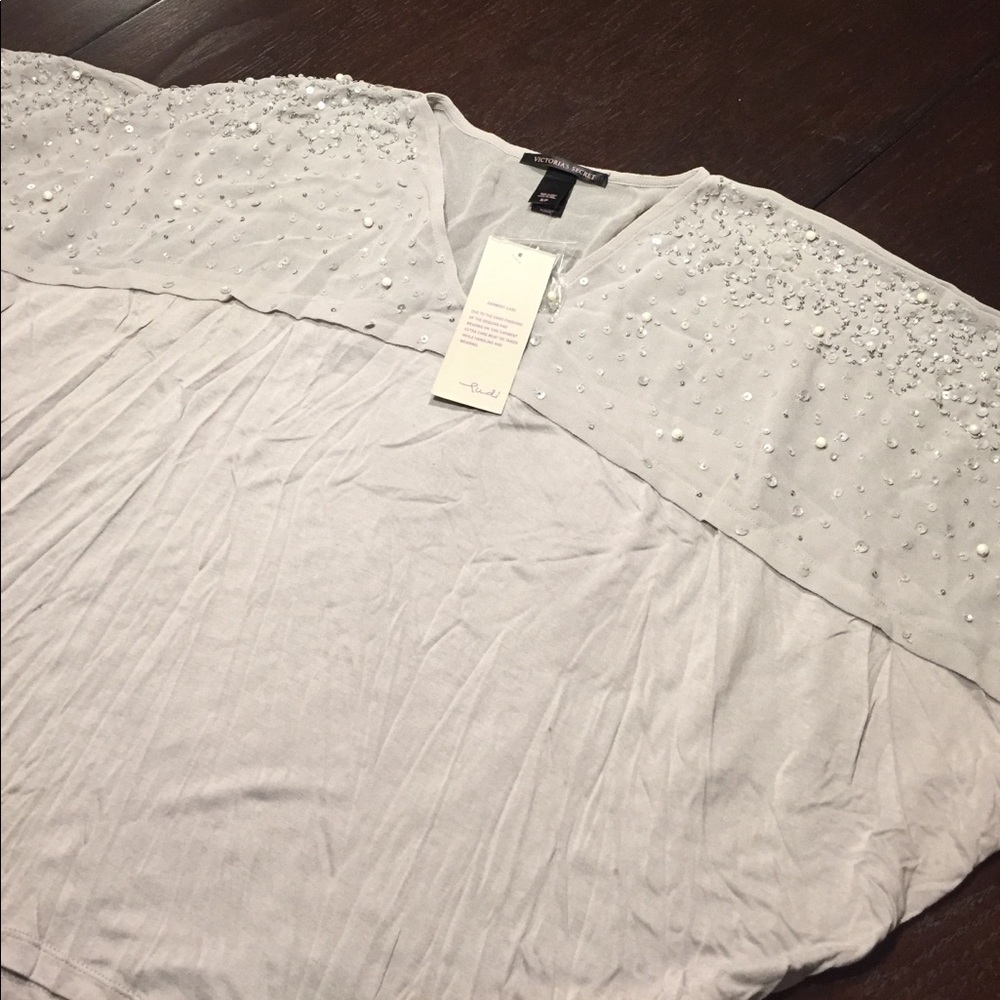 Gray beaded Victoria's Secret top