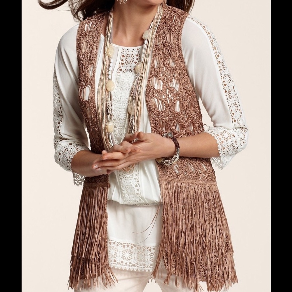 CHICOS Margo Fringe Vest