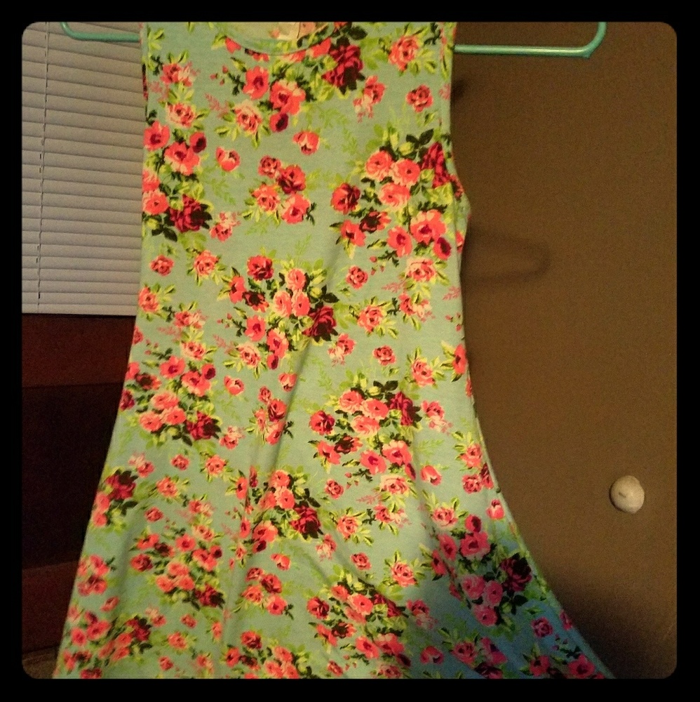 Mint floral spring dress