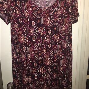 Burgundy & tan tribal dress
