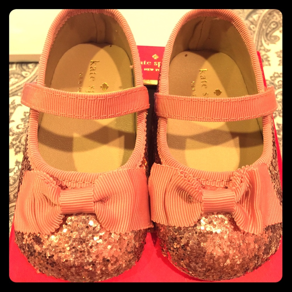 Kate Spade baby girl pink glitter Mary Janes 6M-9M