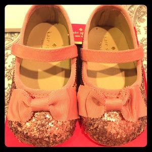Kate Spade baby girl pink glitter Mary Janes 6M-9M