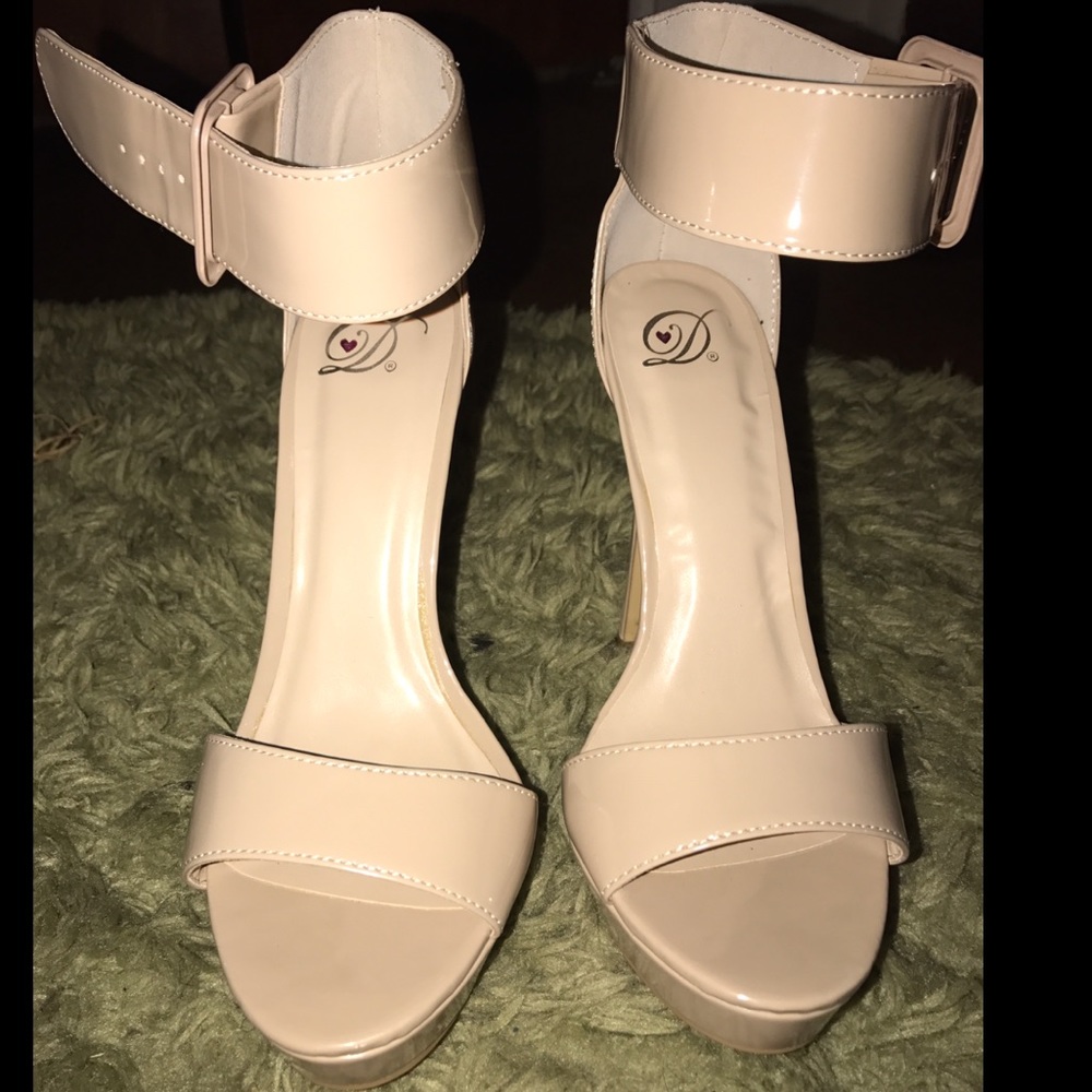 Nude ankle strap heel