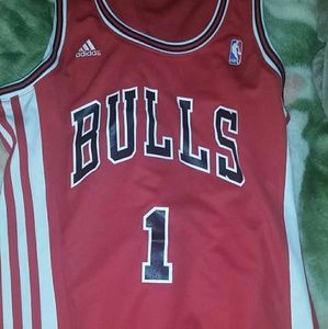 Red white Adidas Bulls Rose Female Jersey, size M