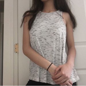 White and Gray heathered flowy muscle tee