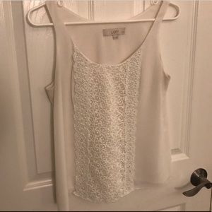 Sheer White Shell with Lace Accent