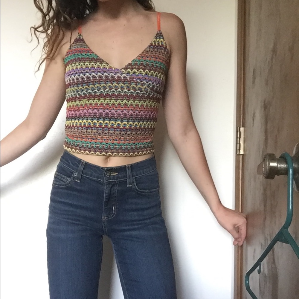 Rainbow "Fauxchet" Vintage Crop Top