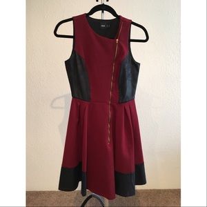 ASOS Skater Dress with Leather Look Panels