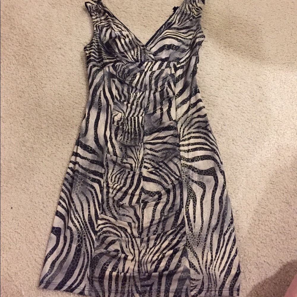 Black and gold v-neck dress