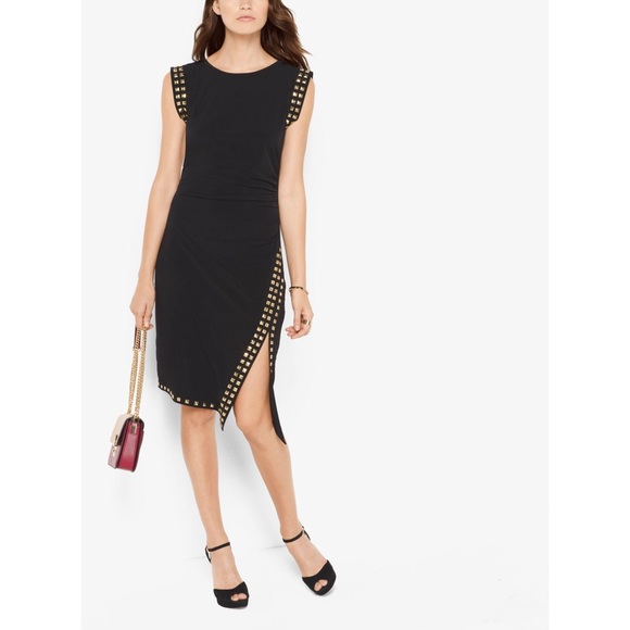 🎉HP🎉 Michael Kors Studded Uneven Hem Dress Black - Picture 6 of 8