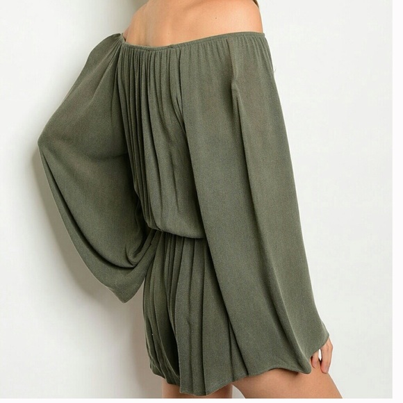 Best Seller Off Shoulder Bell Sleeve Romper - Picture 2 of 3