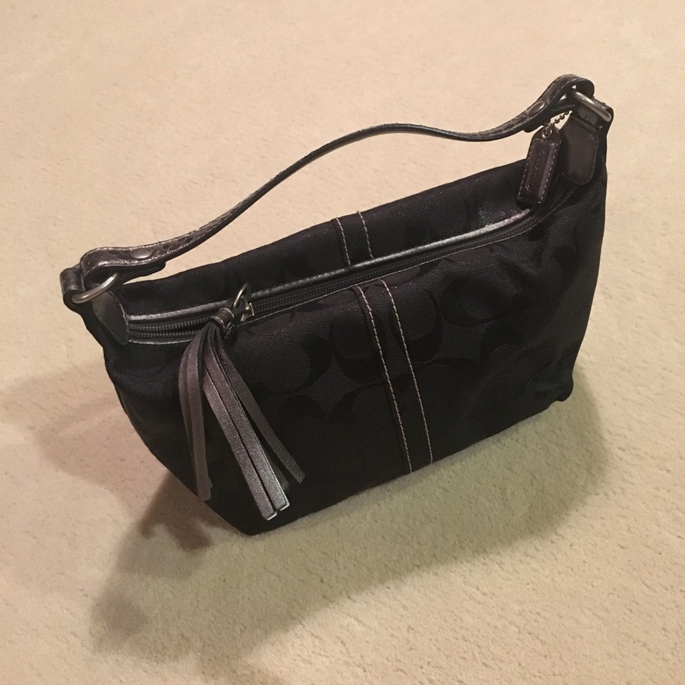 Coach black monogram small tote