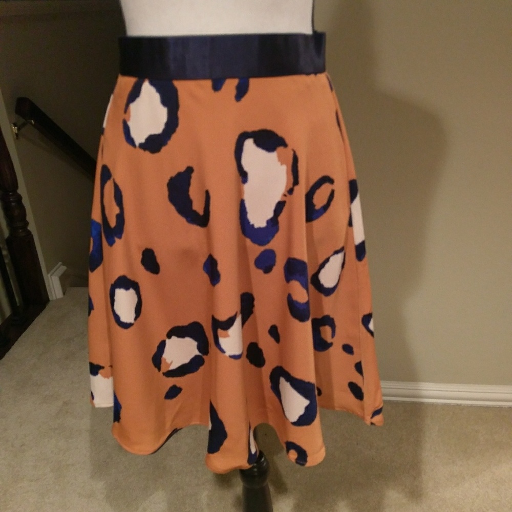 Gold and Navy Animal print skirt