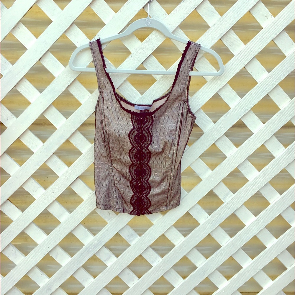 Boned tank top with lace cover